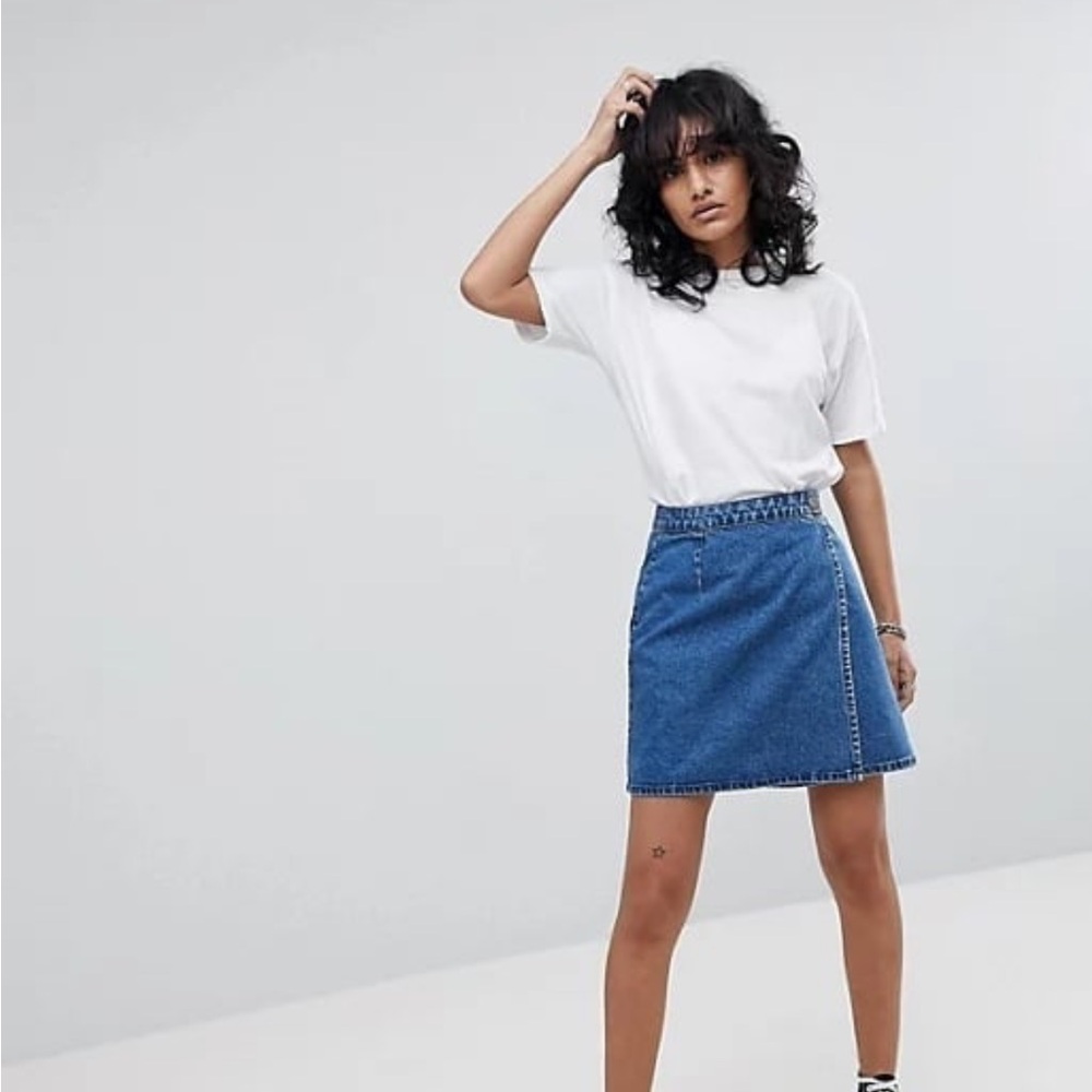 ASOS Denim Wrap Mini Skirt